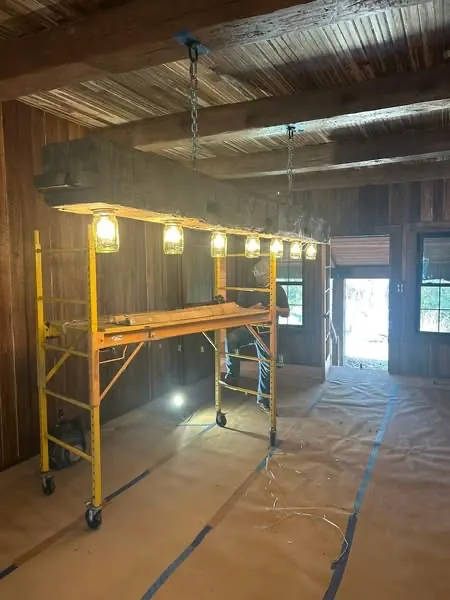 Rustic pendant lighting installation for a residential remodel by Whitehouse Electric.